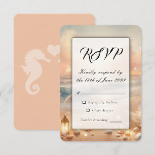 Strandfunke und Sonnenuntergangsträume Hochzeit RSVP Karte