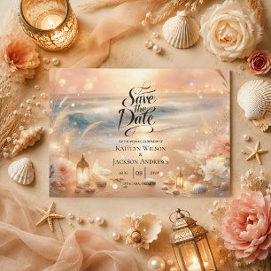 Strandfunke und Sonnenuntergangsträume Hochzeit Save The Date