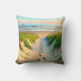 Strandfußabdrücke in Sand Kissen