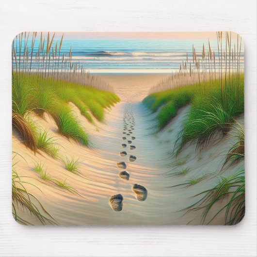 Strandfußabdrücke in Sand Mousepad (Vorne)