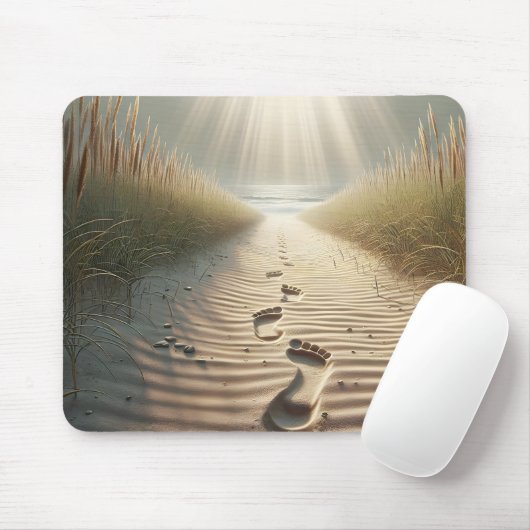 Strandfußabdrücke in Sand Mousepad (Mit Mouse)