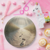 Strandfußabdrücke in Sand Pappteller (Party)