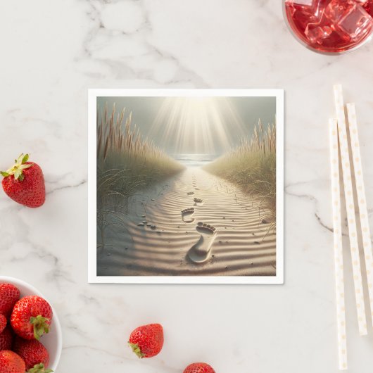 Strandfußabdrücke in Sand Serviette (Beispiel)