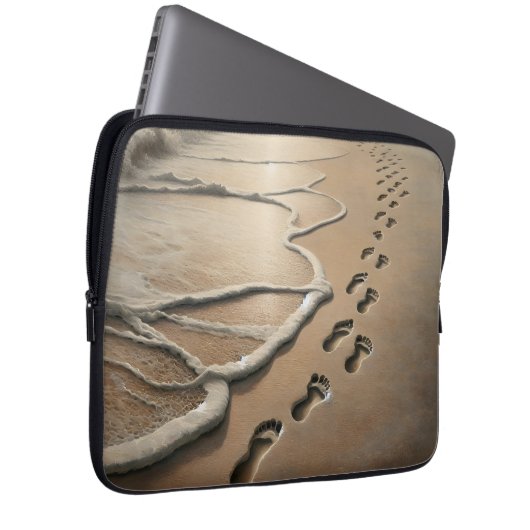 Strandfußabdrücke mit Frosch Laptopschutzhülle (Vorne Rechts)