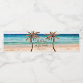 Strandgeburtstag tropische Sommerpalme Wasserflaschenetikett (Einzelnes Label)
