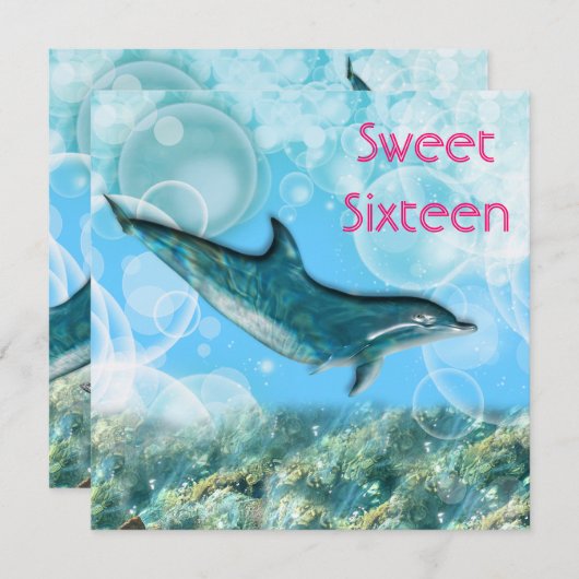 Strandgeburtstagsfeier, tropischer Delfin Einladung (Vorne/Hinten)