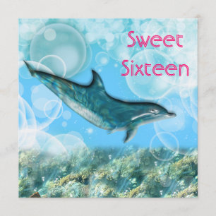 Strandgeburtstagsfeier, tropischer Delfin Einladung