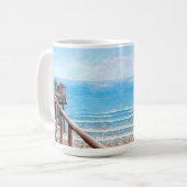 Strandgemälde aus Holz Kaffeetasse (Vorderseite Links)