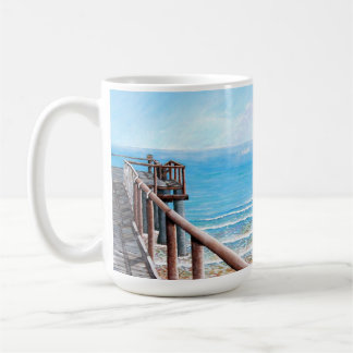 Strandgemälde aus Holz Kaffeetasse