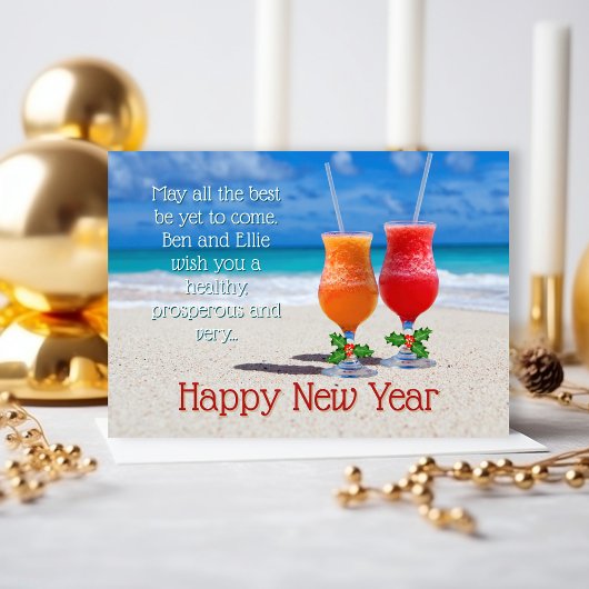 Strandgetränke Frohes Neujahrsgrüße Karten