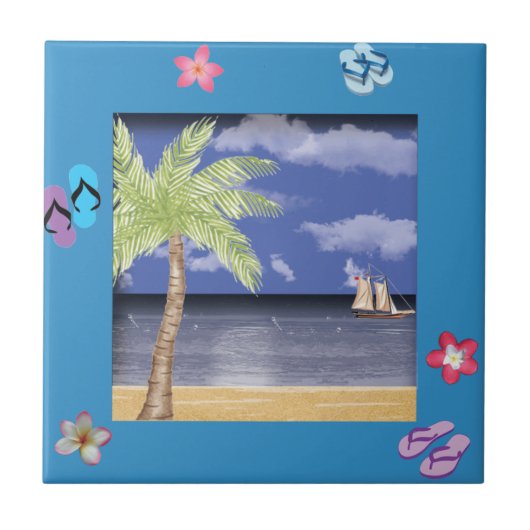 Strandgezeichnete Tile Fliese (Vorderseite)