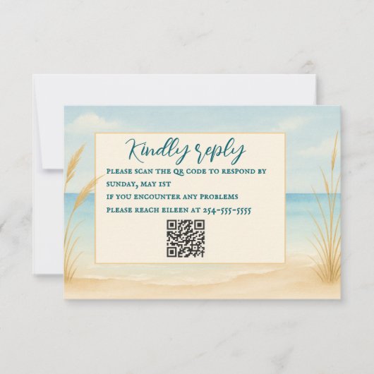 Strandglück QR-Code-RSVP-Karte (Vorderseite)