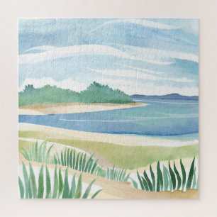 Strandgrasbucht Wasserfarbe Ozean Küstenmeer Puzzle