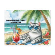 Strandhaar Keine Sorge Feline Fine Cat Postkarte