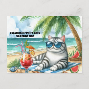 Strandhaar Keine Sorge Feline Fine Cat Postkarte
