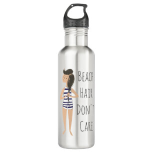 Strandhair Keine Sorge beim Schwimmen Illustration Edelstahlflasche
