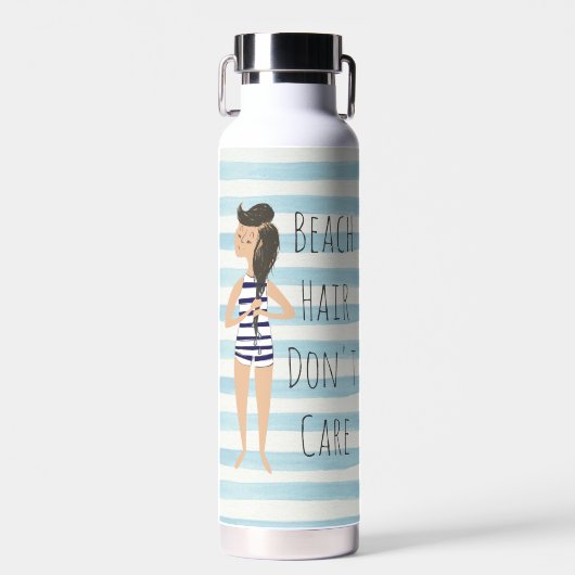 Strandhair Keine Sorge beim Schwimmen Illustration Trinkflasche (Vorne)