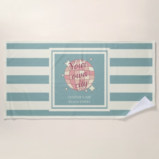 Strandhandtuch aquamarin beige personalisierbarer (Vorderseite)