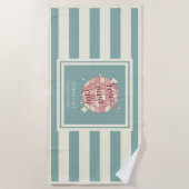 Strandhandtuch aquamarin beige personalisierbarer  (Vorderseite)