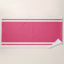 Strandhandtuch Coastal Stripe - Himbeere & Creme