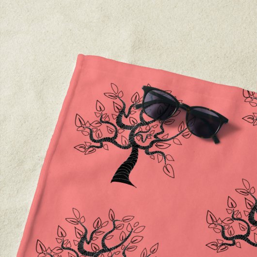 Strandhandtuch in den Farben nach Maß mit Baum (Beispiel)
