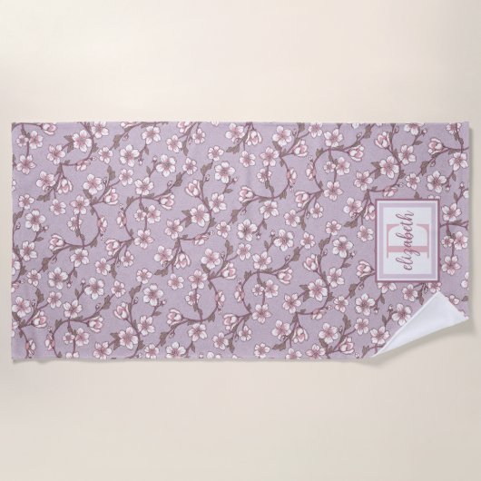 Strandhandtuch mit Blumenmuster - Personalisierter (Vorderseite)