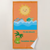 Strandhandtuch mit Frosch, Meer, Fisch und Strand (Vorderseite)