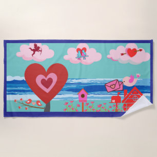 Strandhandtuch mit Liebe Cupid Landschaft