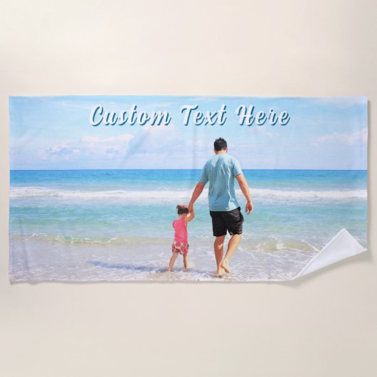Strandhandtuch mit personalisiertem Text hochladen (Vorderseite)