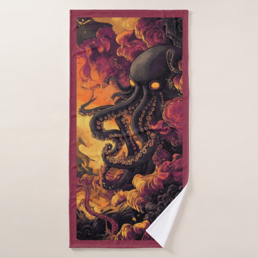 Strandhandtuch mit schwarzem Oktopus Badehandtuch (Badehandtuch)