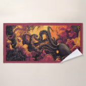 Strandhandtuch mit schwarzem Oktopus Badehandtuch (Badehandtuch)