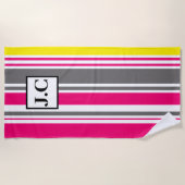 Strandhandtuch - Strandhütte Streifen in rosa (Vorderseite)