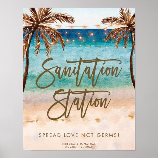 Strandhandzettel Hochzeitszeichen Poster (Vorne)