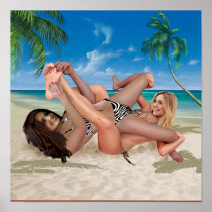 STRANDHASEN KITZELN RINGEN POSTER