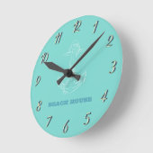 Strandhaus, Anker, Minzgrün Runde Wanduhr (Winkel)