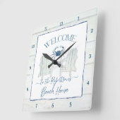 Strandhaus Aquarell Adirondack Stuhl Krabbenbezeic Quadratische Wanduhr (Winkel)