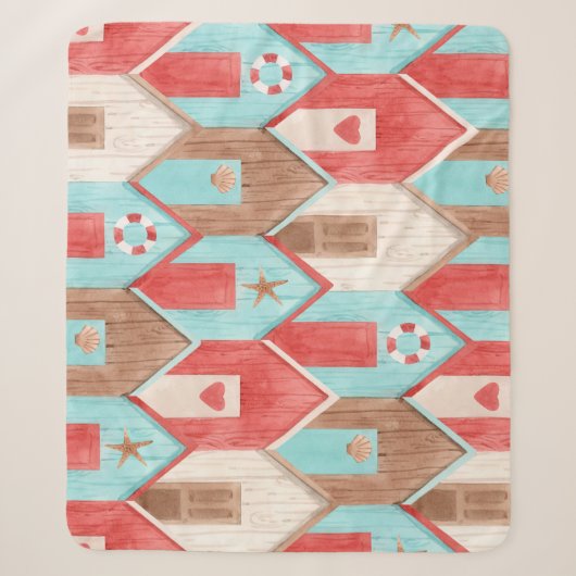Strandhaus Aquarell: Retromuster. Sherpadecke (Vorderseite)