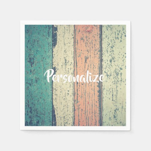 Strandhaus aus gestrichenem, aquamarinem Pfirsichs Serviette (Vorderseite)