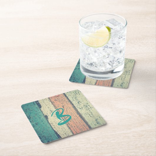 Strandhaus aus gestrichenem Holz am Ozean gestreif Rechteckiger Pappuntersetzer (Vor Ort)