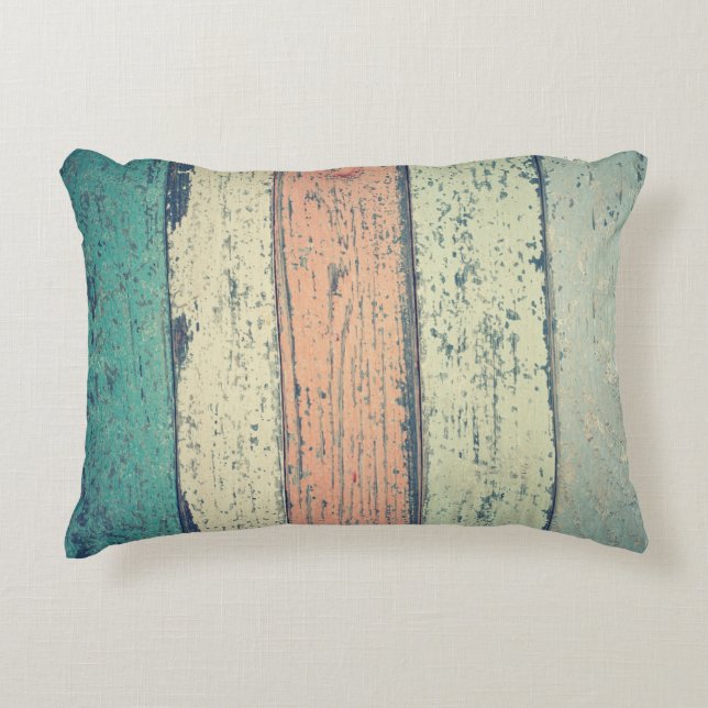 Strandhaus aus gestrichenem Holz rustikal gestreif Dekokissen (Vorderseite)
