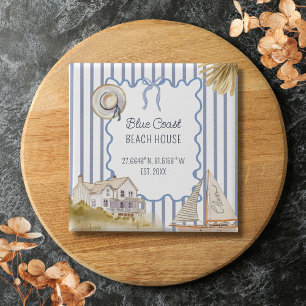 Strandhaus Blau Coastal Chic Blaue Streifen Button