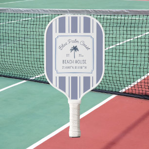 Strandhaus Blau gestreifte Küstenfarmhaus Pickleball Schläger