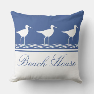 Strandhaus blau Sandpipers  Kissen