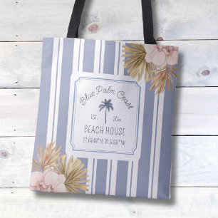 Strandhaus Blaue Streifen Küsten Boho Bauernhaus Tasche