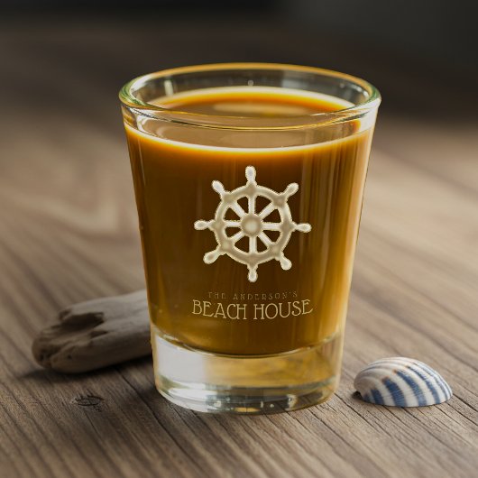 Strandhaus Boot Steuer Gold ID623 Schnapsglas