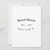 Strandhaus. Datum Jahr benutzerdefinierte Koordina Einladung (Rückseite)