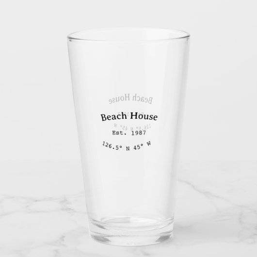 Strandhaus. Datum Jahr benutzerdefinierte Koordina Glas (Vorderseite)