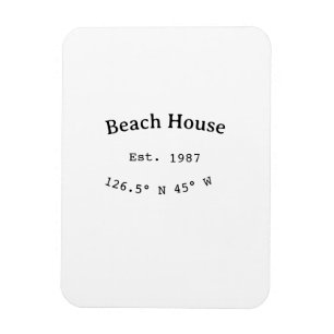 Strandhaus. Datum Jahr benutzerdefinierte Koordina Magnet