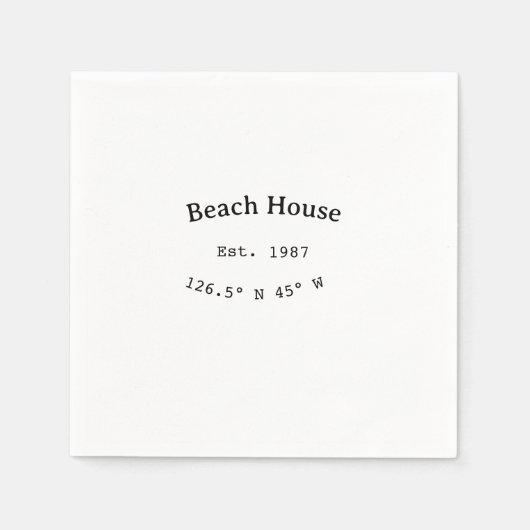 Strandhaus. Datum Jahr benutzerdefinierte Koordina Serviette (Vorderseite)