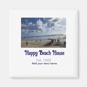Strandhaus est. Jahr hinzufügen Foto Breitengrad L Magnet
